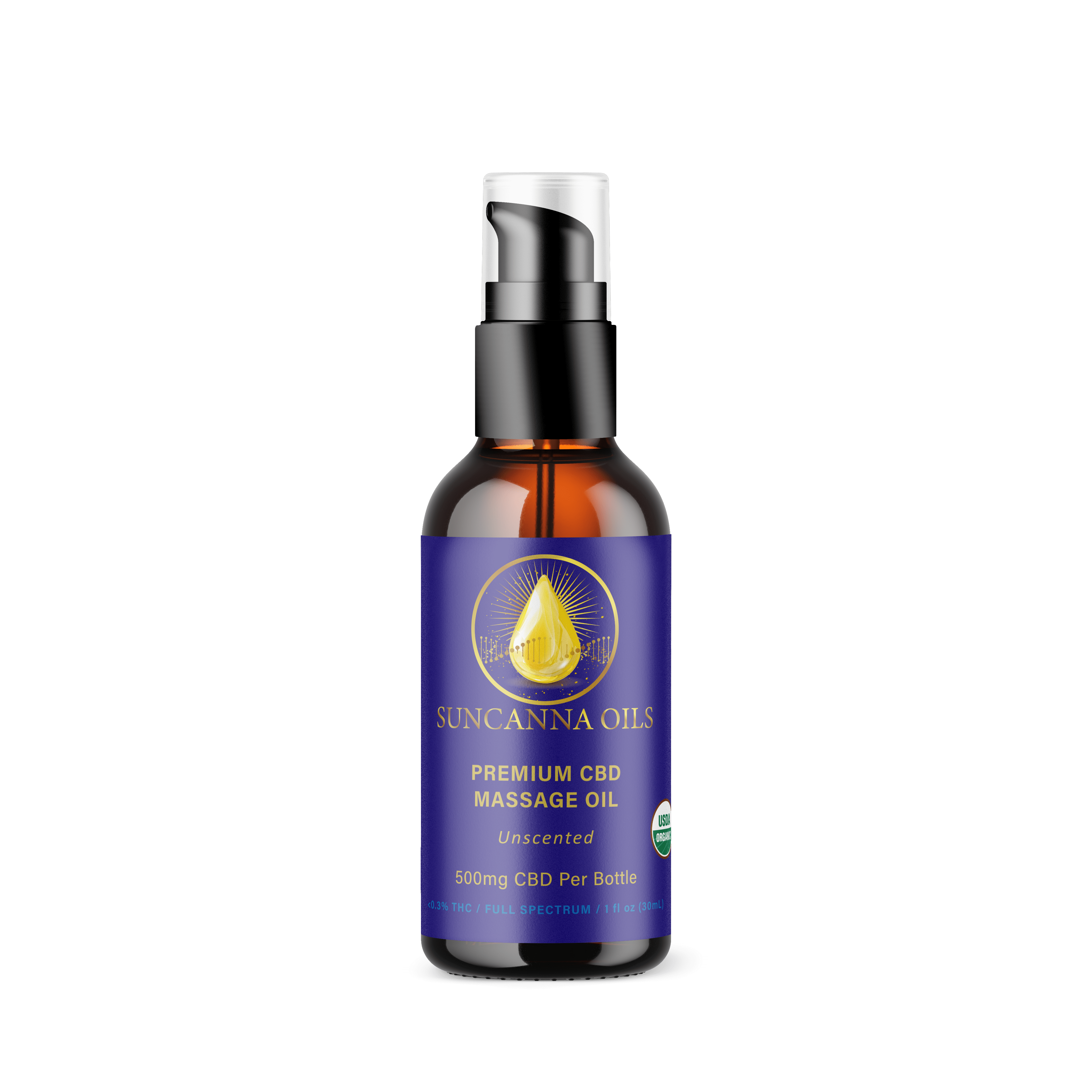 Suncanna Oils premium CBD Massage Oil front
